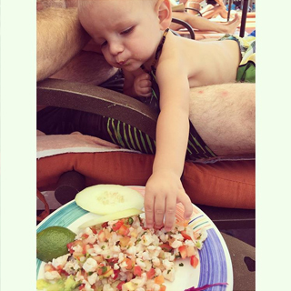 erinslivelytribe's baby eats ceviche by the handful